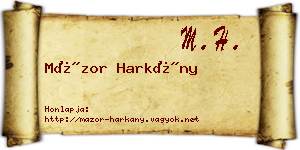 Mázor Harkány névjegykártya